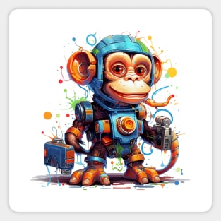Cartoon monkey robots. T-Shirt, Sticker. Magnet